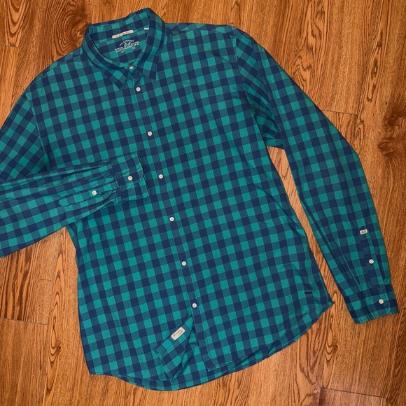 Scotch & Soda Gingham Plaid Long Sleeve Button Down Shirt Made With Love XL - Picture 10 of 10